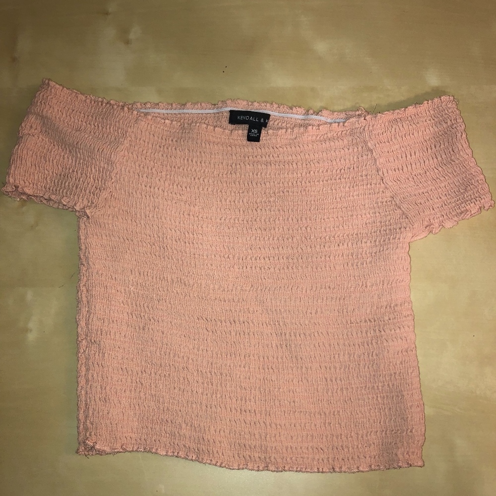 Kendall & Kylie Pink Off-the Shoulder Top XS